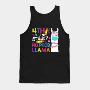 Quarantine Llama 4th Grade 2020 School Social Distance Shirt Funny Back To School Gifts Tank Top